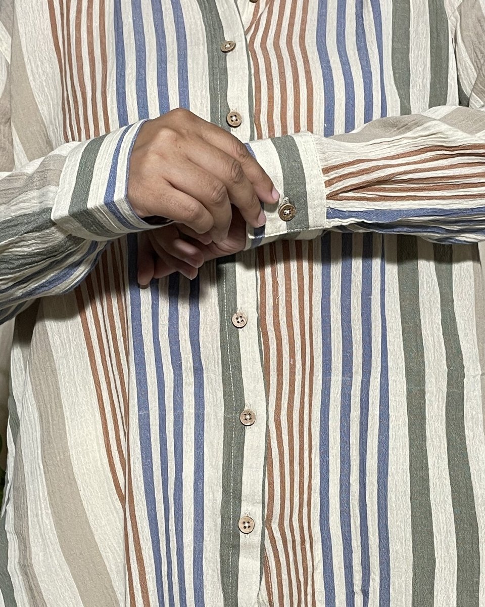 Alaya Cotton Multi Colour Stripe Shirt Long Sleeve - Newnaa