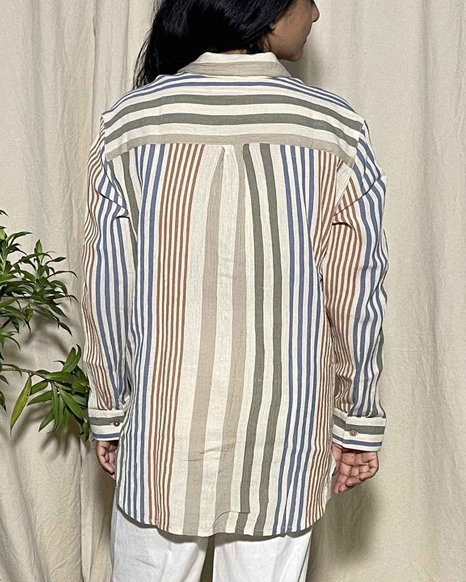 Alaya Cotton Multi Colour Stripe Shirt Long Sleeve - Newnaa