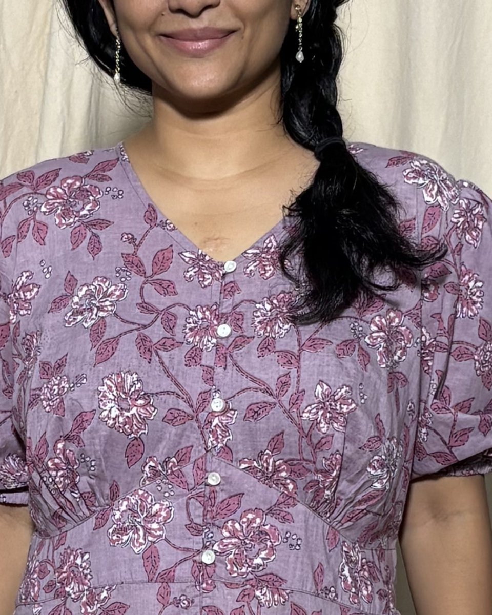 Anamika Lilac Floral Cotton Summer Maxi - Newnaa