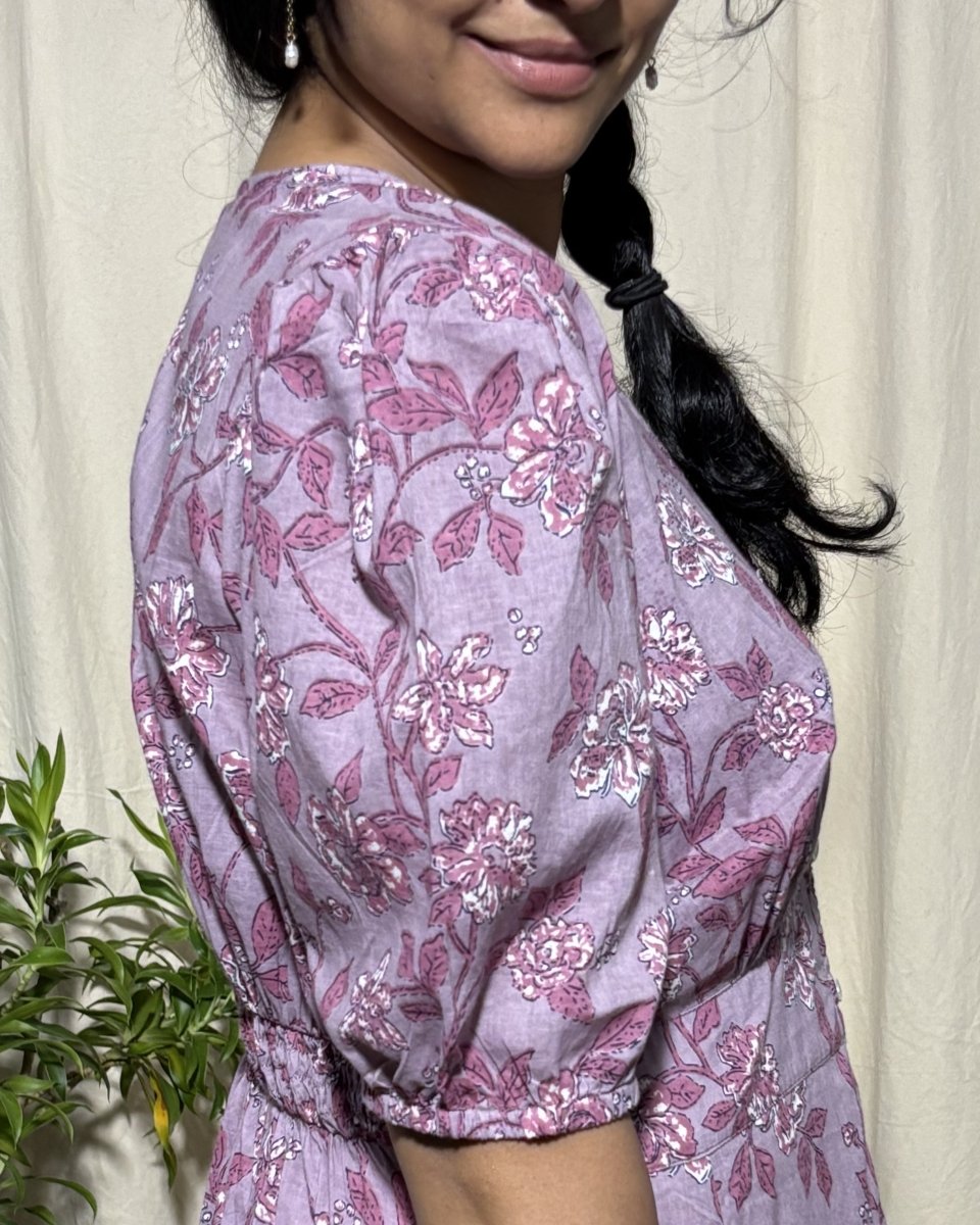 Anamika Lilac Floral Cotton Summer Maxi - Newnaa