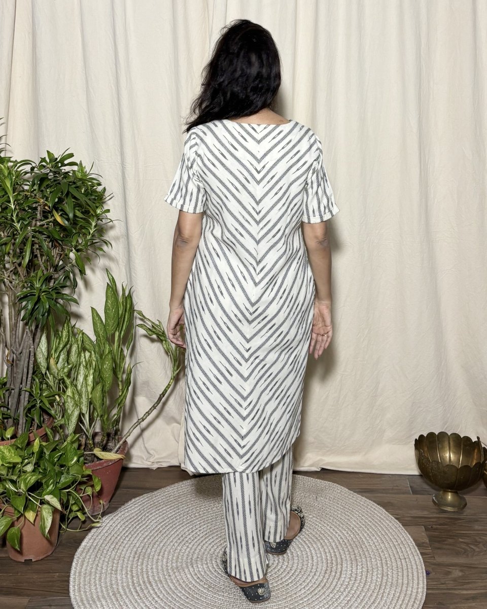 Antara Cotton Dobby Stripe Shift Dress - Newnaa