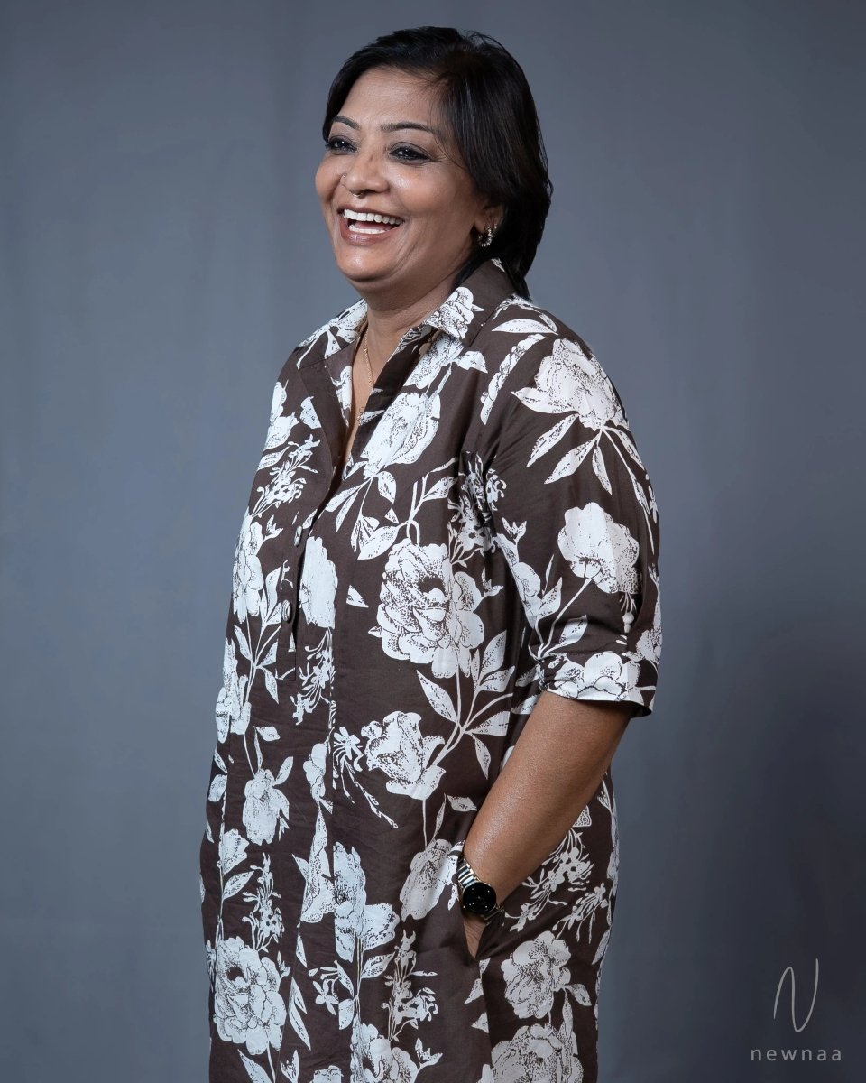 Atisa floral dress - brown - Newnaa