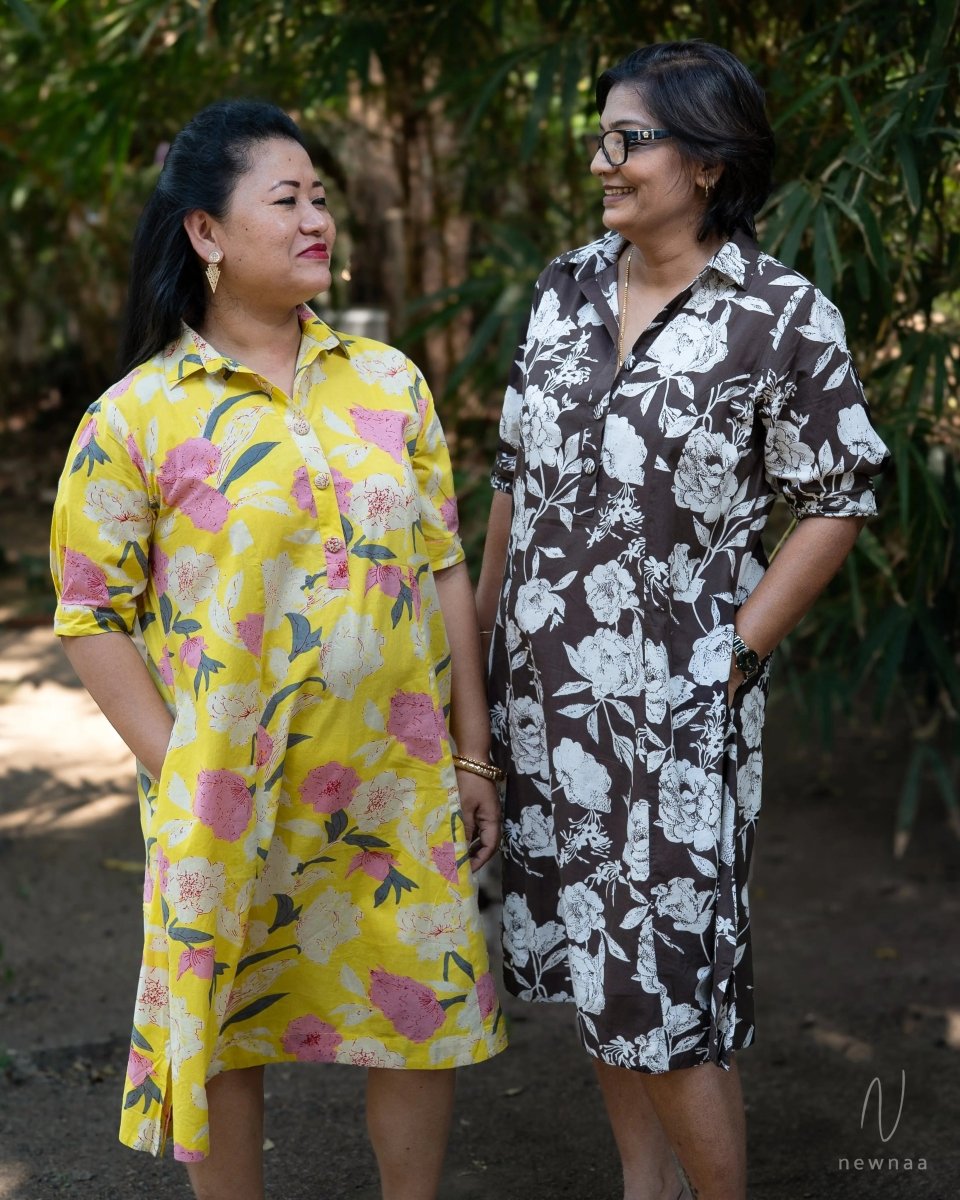 Atisa floral dress - yellow - Newnaa