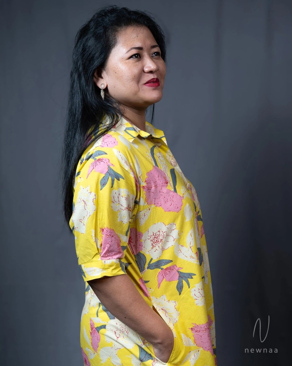 Atisa floral dress - yellow - Newnaa