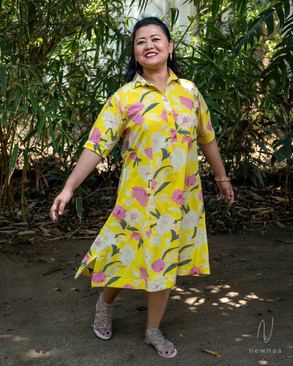 Atisa floral dress - yellow - Newnaa