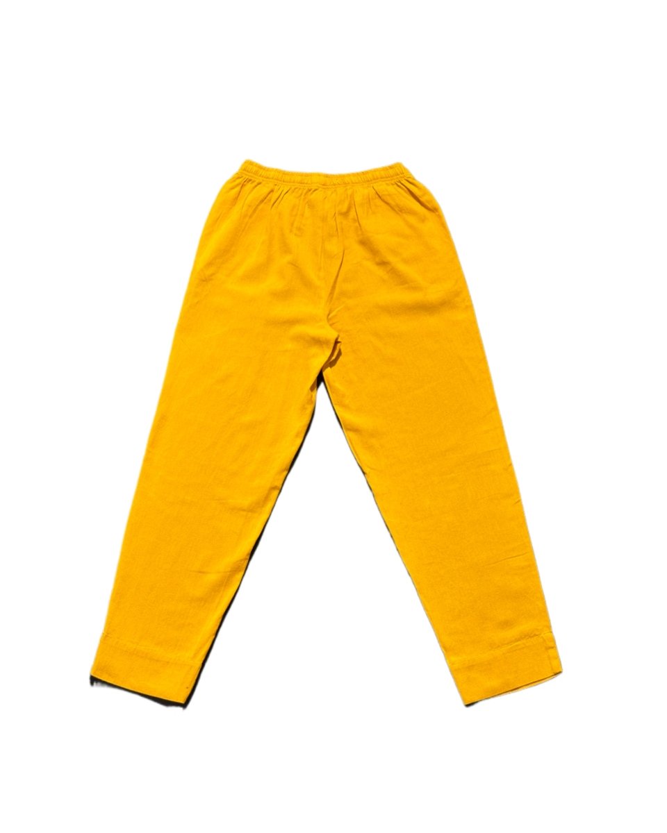 Eka Women’s Cotton - Linen Mustard Yellow Tapered Pants – Comfortable Everyday Wear - Newnaa