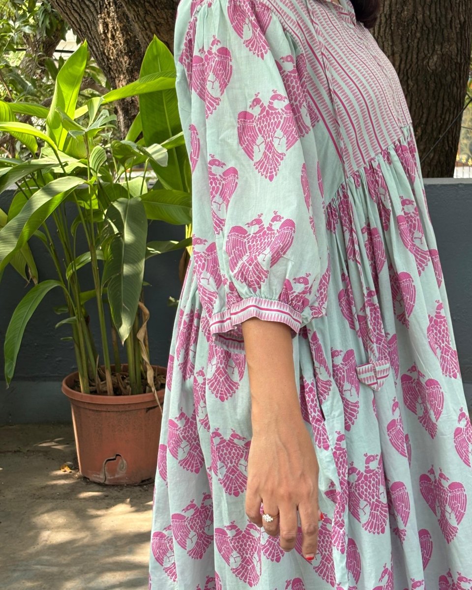 Mayura Cotton Digital Printed Maxi Dress with Pockets - Newnaa