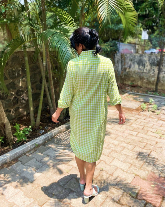 Reva Gingham Shirt Dress - Newnaa