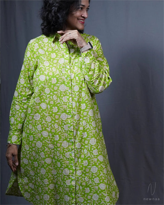 Sara shirt dress - green floral - Newnaa
