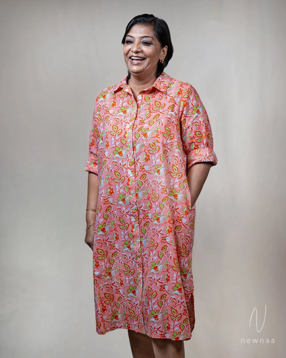 Sara shirt dress - pink floral - Newnaa