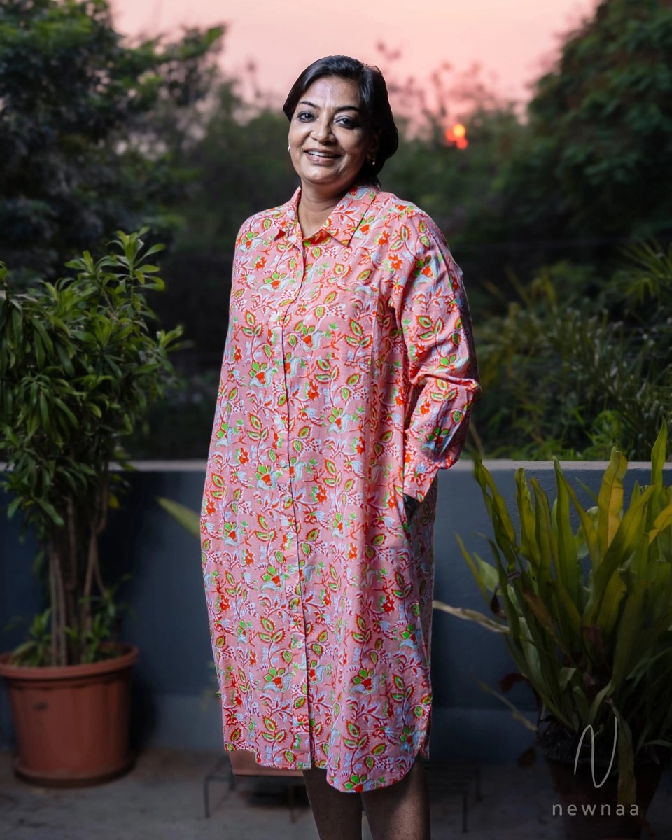 Sara shirt dress - pink floral - Newnaa