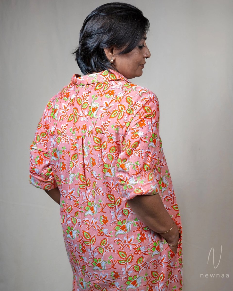 Sara shirt dress - pink floral - Newnaa