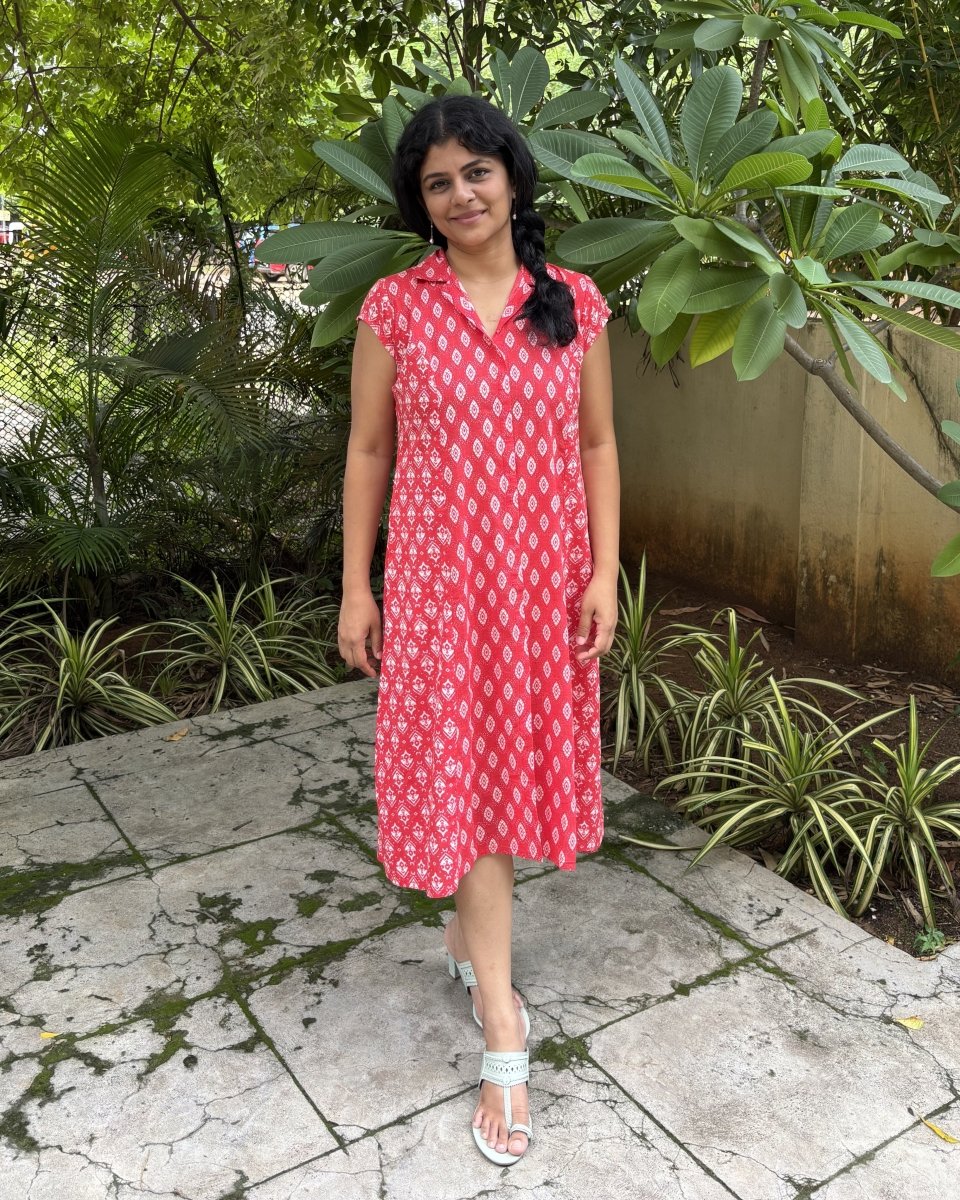 Tanvi Cotton Mix & Match Cap Sleeve Dress - Newnaa
