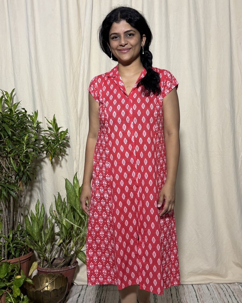 Tanvi Cotton Mix & Match Cap Sleeve Dress - Newnaa