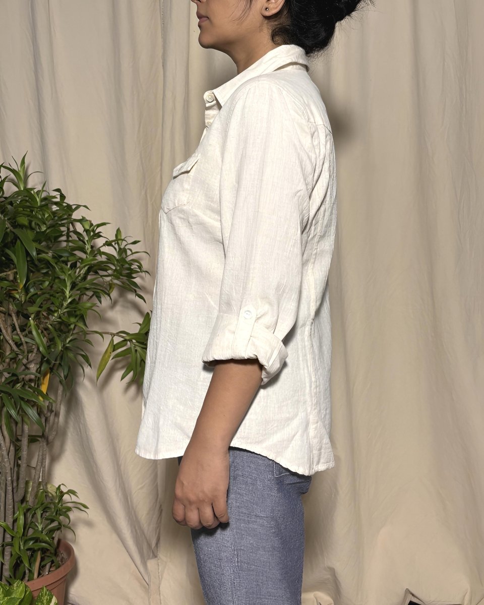 Trisha Slim Fit Linen Cotton Natural Shirt Long Sleeve - Newnaa