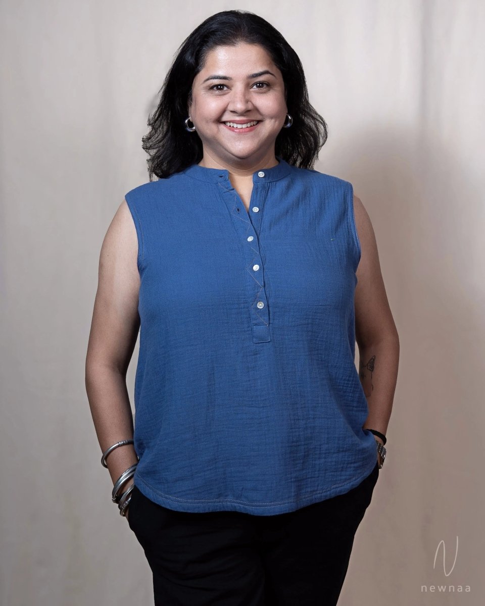 Zoya sleeveless popover shirt - double cloth - Newnaa