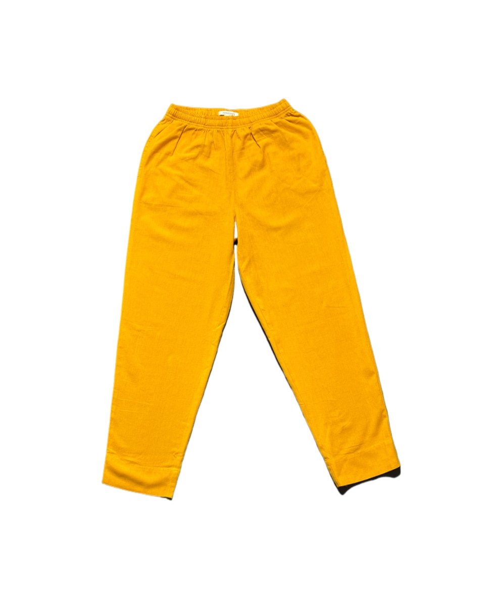 Eka Women’s Cotton - Linen Mustard Yellow Tapered Pants – Comfortable Everyday Wear - Newnaa