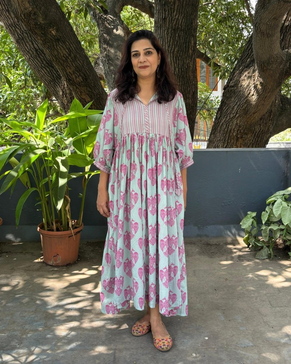 Mayura Cotton Digital Printed Maxi Dress with Pockets - Newnaa