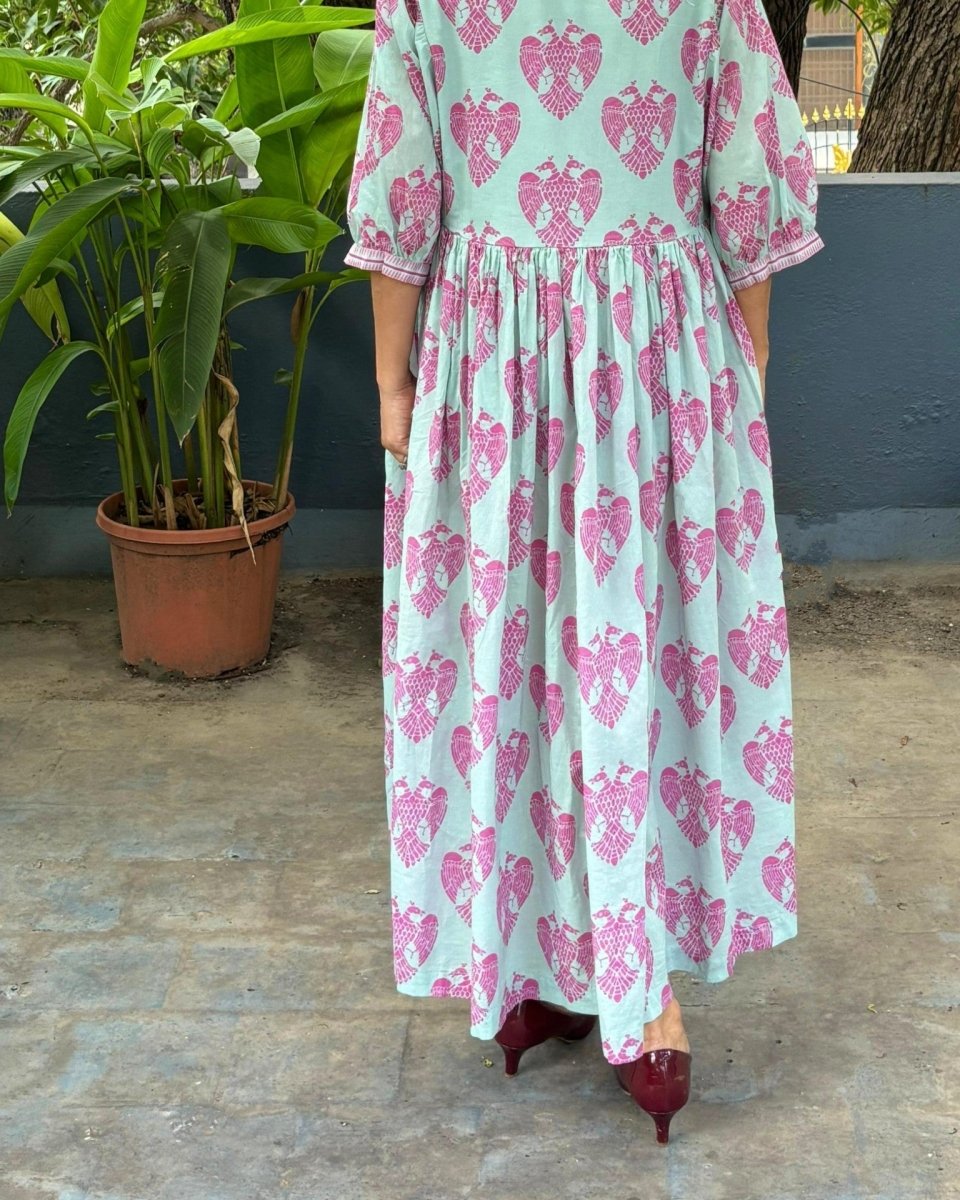Mayura Cotton Digital Printed Maxi Dress with Pockets - Newnaa